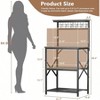 Kitchen Bakers Rack Microwave Stand 4 Tiers Coffee Bar Station with 6 S Hooks Pegboard Black Oak Storage Shelves for Spices - 2 of 4