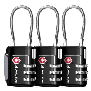 Fosmon TSA Approved Luggage Lock, 3 Digit Combination Lock Easy to Set Luggage Cable Lock, Travel TSA Lock for Luggage Suitcase Backpack Locker - 1 of 4