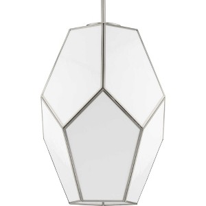 Progress Lighting Latham 1-Light Pendant, Brushed Nickel, White Art Glass - 1 of 3
