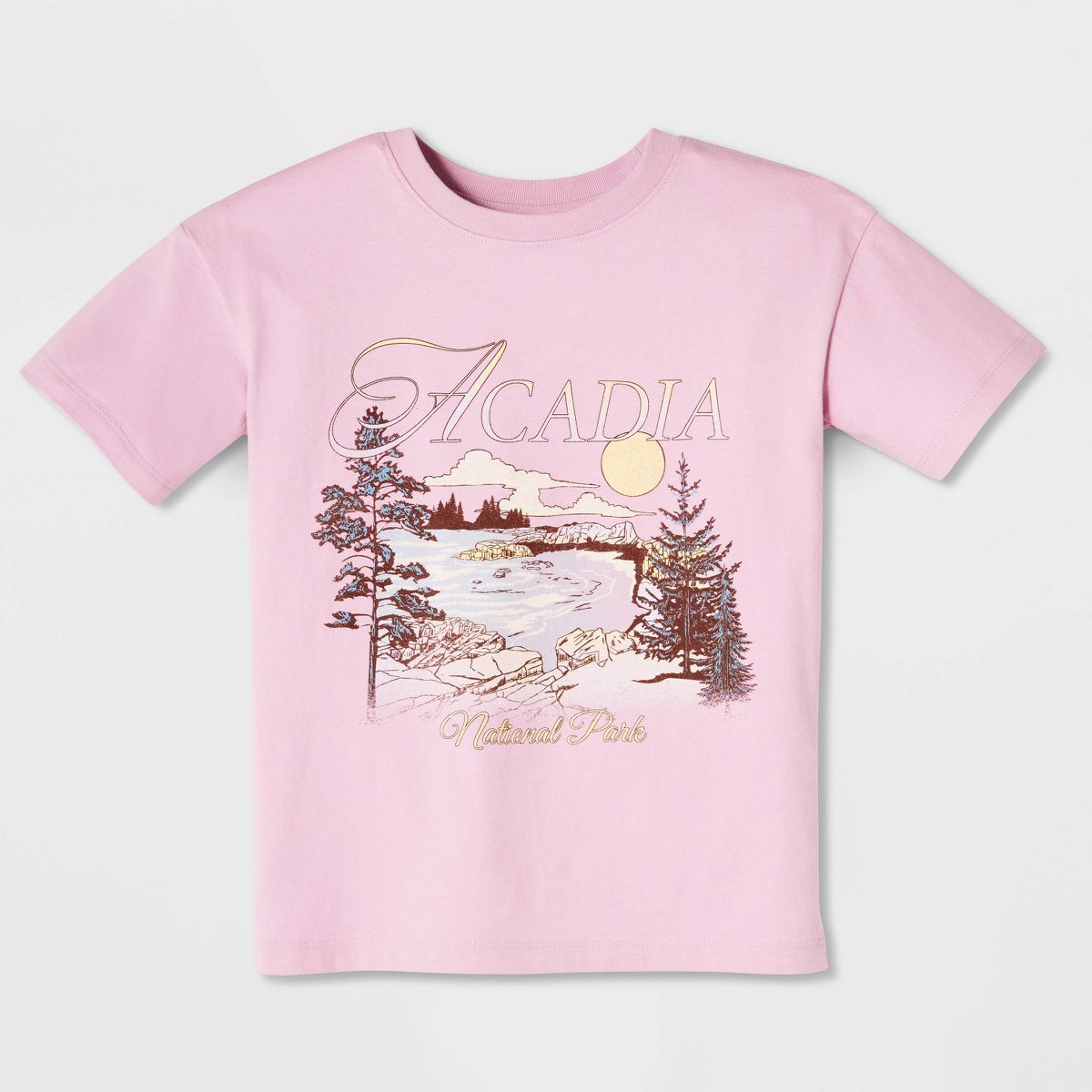 Girls' Short Sleeve 100% Cotton 'Acadia' Oversized Graphic T-Shirt - Cat & Jack™ Mauve - thumbnail 2