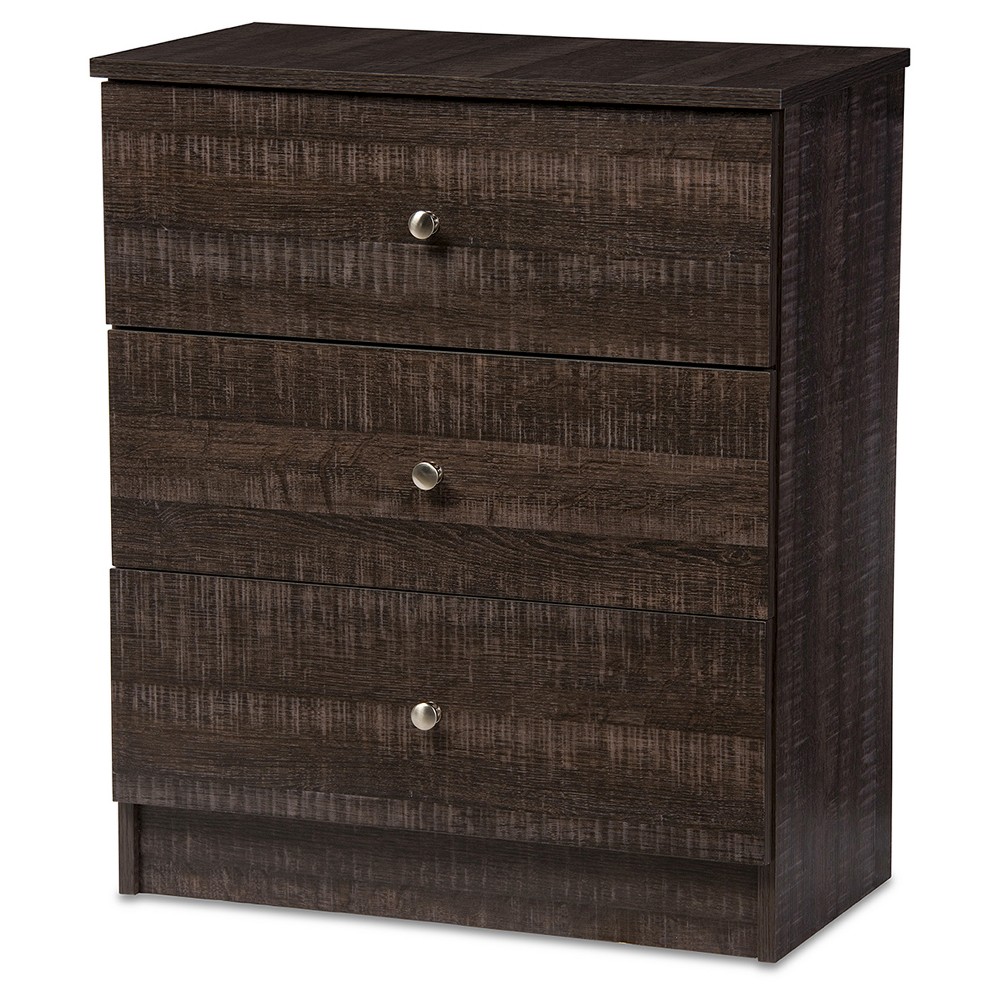 Photos - Dresser / Chests of Drawers Deacon Modern and Contemporary Wood 3 Drawer Storage Chest Espresso Brown