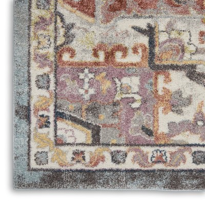 Juniper Blue and Multicolor Synthetic Medallion Area Rug