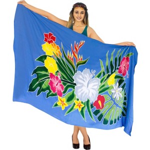 LA LEELA Women's Summer Bikini Wraps Beach Wrap Swimwear Sarong Cover up Skirt Swimsuit Pareo for Women One Size Multicolored, Floral - 1 of 4