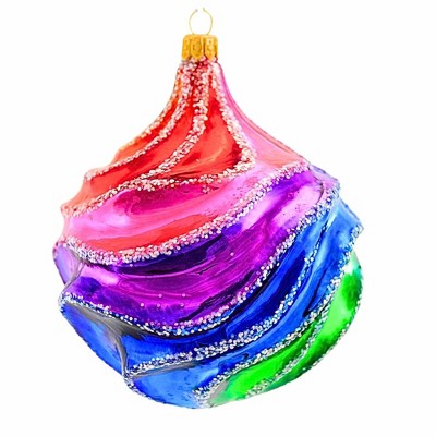 Metzler Bros. 5.0 Inch Wavy Rainbow Christmas Ball Ornament , Christmas Decor Swirled Rainbow Colors (1PC)