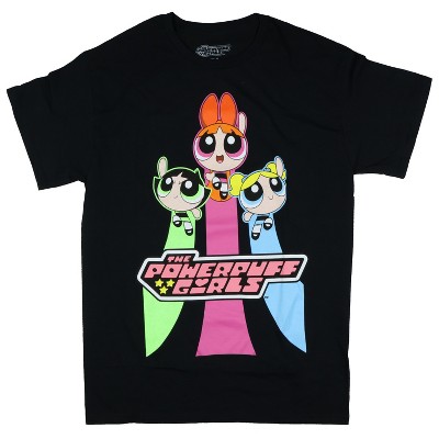 Seven Times Six The Powerpuff Girls T-Shirt Men's Super Crime Fighters Logo Design Tee Black