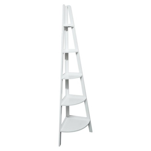 72 5 Shelf Corner Ladder Bookcase, 4 Shelf Ladder Bookcase White