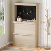 Shoe Cabinet with 2 Flip Drawers, Freestanding Shoe Storage with Pegboard, Wooden Shoe Organizer Cabinet, Hidden Shoe Rack for Hallway, Natural - 4 of 4