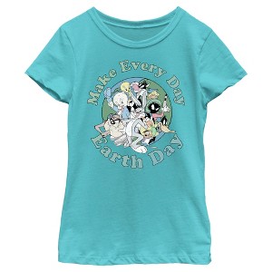 Girl's Looney Tunes Every Day Is Earth Day Gang T-Shirt - 1 of 4