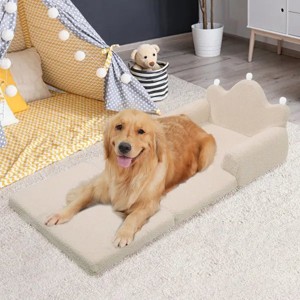 Tiara-Shaped Convertible Dog Bed And Sofa, 22.8"×18.8"×15.7", W/ Plush Cushion & Machine-Washable Cover, Stylish Colors - 1 of 4