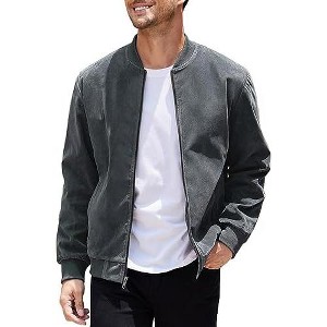 COOFANDY Men's Casual Varsity Jacket Vintage Lightweight Suede Bomber Jackets S-XXL - 1 of 4