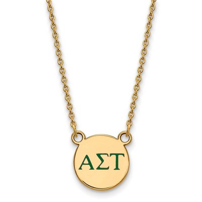 Black Bow Jewelry 14k Yellow Gold Plated Sterling Silver Alpha Sigma Tau Greek Life Necklace 18 Inch