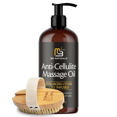 M3 Naturals Massage Oil, Anti-Cellulite, Arnica Sore Muscles, Lavender, Ylang Ylang & Ginger, Cellulite Remover & Skin Tightening Body Oil, 8oz