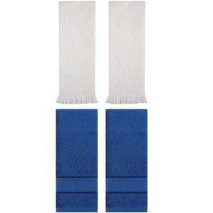 REGALWOVEN 4 Pcs Bathroom Decorative Cotton Soft Absorbent Sold Striped Hand Towel - 1 of 4