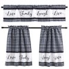 Farmlyn Creek 3 Piece Kitchen Curtains and Valances Set, 36 Inches Long for Window, Love Family Laugh Live, Black and White - 4 of 4