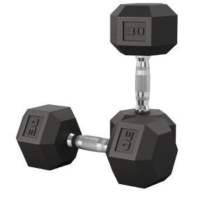Garvee Rubber Encased Hex Dumbbell Set Contoured Handle for Muscle Toning, Strength Building & Full Body Workout - 1 of 4