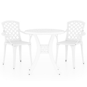 vidaXL Bistro Set Cast Aluminum Balcony Furniture Multi Colors 3/5 Piece - White 2 Piece - 1 of 4
