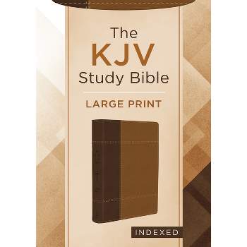 The KJV Study Bible, Large Print (Indexed) [Copper Cross] - by  Compiled by Barbour Staff & Christopher D Hudson (Leather Bound)