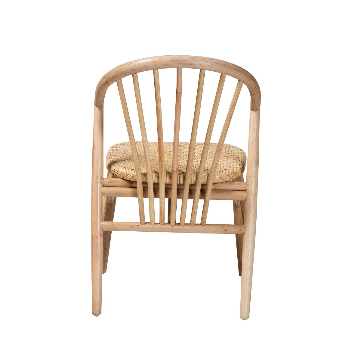 bali & pari Kobe Mid-Century Modern Natural Brown Finished Wood and Rattan Dining Chair - thumbnail 5
