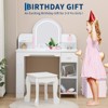 Kids Vanity with Lighted Mirror & Stool for Girls, Makeup Vanity Desk with Bookshelf, Wooden Pretend Play Dressing Table with 3 Color Modes - 4 of 4