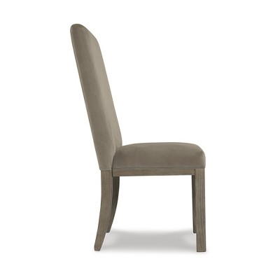 Gray Upholstered Wood Side Chair Set with Contemporary Design