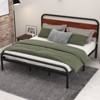 King Size Platform Bed Frame, Industrial King Bed Frame with Wood Headboard, Heavy Duty Metal Bed Frame with Metal Slats Support, Noise Free, No Box - 4 of 4
