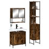 vidaXL 3 Piece Smoked Oak Bathroom Furniture Set - Engineered Wood Wall-Mounted Mirror, Sink Cabinet, Storage Tower - 2 of 4