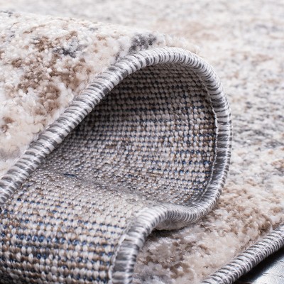 Aston Calanthia Light Grey & Grey Abstract Synthetic Runner Rug, 2' x 9'