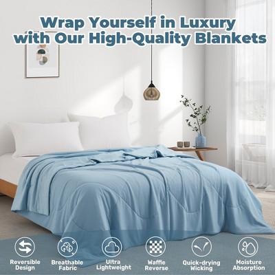 Peace Nest Ultimate Soft Waffle Reversible Blanket All-season Dual-side  Comfort, Blue,full/queen : Target