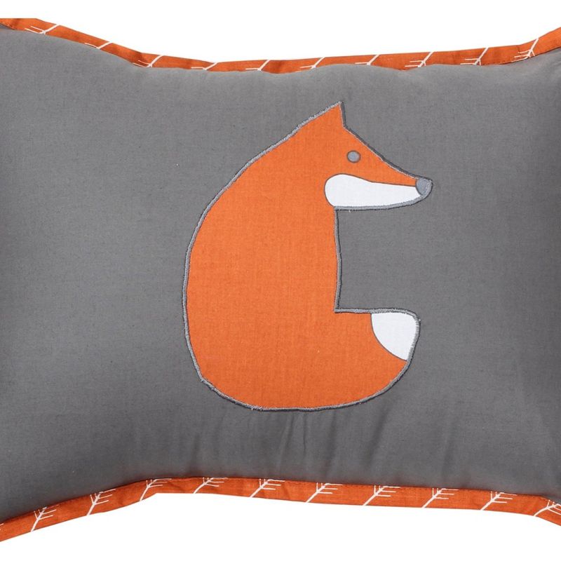 Bacati - Playful Fox Orange/Grey Throw Pillow, 5 of 6