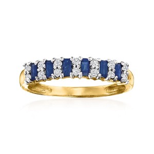 Ross-Simons 0.40 ct. t.w. Sapphire and .21 ct. t.w. Diamond Ring in 14kt Yellow Gold - 1 of 4