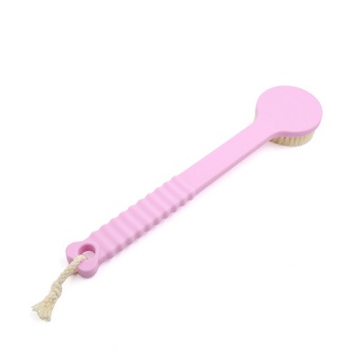 Unique Bargains Nylon Bristle Anti Slip Long Straight Handle Shower Bath Skin Body Scrub Brush