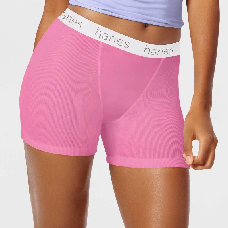 Hanes Premium Women's 4pk Comfortsoft Waistband with Cotton Mid-Thigh Boxer Briefs - Colors May Vary, 4 of 5