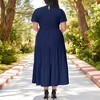 Anna-Kaci Women's Plus Size Casual Round Neck Flutter Short Sleeve Elastic Waist Smocked Maxi Dress - 3 of 4