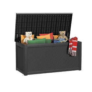 MAYEERTY 260 Gallon Large Capacity Outdoor Deck Box for Patio Furniture Cushions, Pillow with Wheels, Black - 1 of 4