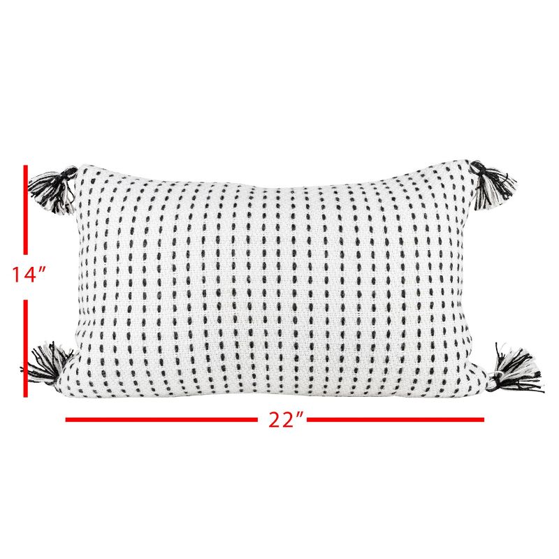 White with Black Tick Stripe 14X22 Hand Woven Filled Outdoor Pillow - Foreside Home & Garden, 6 of 7