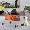 FDW 4 Wheels Pet Stroller Cat Dog Stroller Portable Folding Travel Carrier Strolling Cart Waterproof With Storage Basket Mesh Windows - 2 of 4