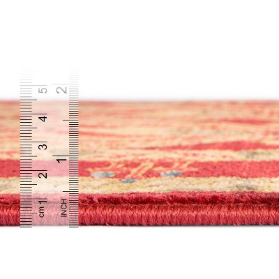 Edinburgh Red and Beige Rectangular Synthetic Area Rug
