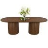86 inch Cylindrical Double-base Oval Black Dining Table with 8 Dining chairs Suitable for Dining Room / Living Room - 3 of 4