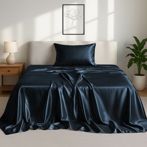 Lux Decor Bed Sheets - Satin Sheet Set Luxurious Soft Silky Feel Deep Pocket Bedding Sheets with Pillowcase - 1 of 4