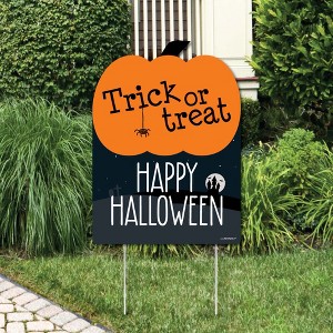 Big Dot of Happiness Trick or Treat - Outdoor Halloween Decorations - Happy Halloween Yard Sign - Welcome Yard Sign - 1 of 4