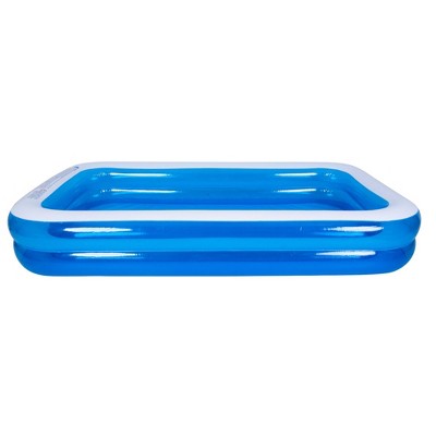 10-Foot Blue and White Inflatable Vinyl Rectangular Pool