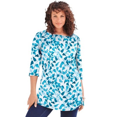 Roaman's Women's Plus Size Boatneck Ultimate Tunic With Side Slits