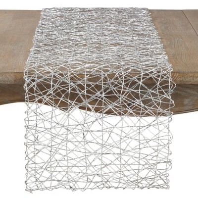 Saro Lifestyle Spangled Nest Table Runner, 16"x72", Silver