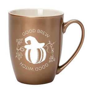 Elanze Designs Good Brew Good Witch Bronze 10 ounce New Bone China Coffee Cup Mug - 1 of 4