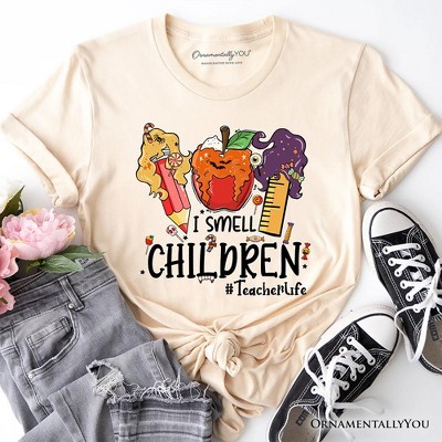I Smell Children Witch Teacher Life T-Shirt, Back To School Halloween Tee| OrnamentallyYou