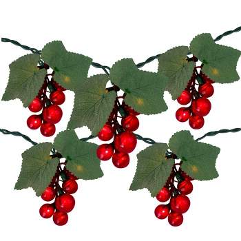Northlight 5-Count Red Grape Cluster Outdoor Patio String Light Set - 6ft Green Wire