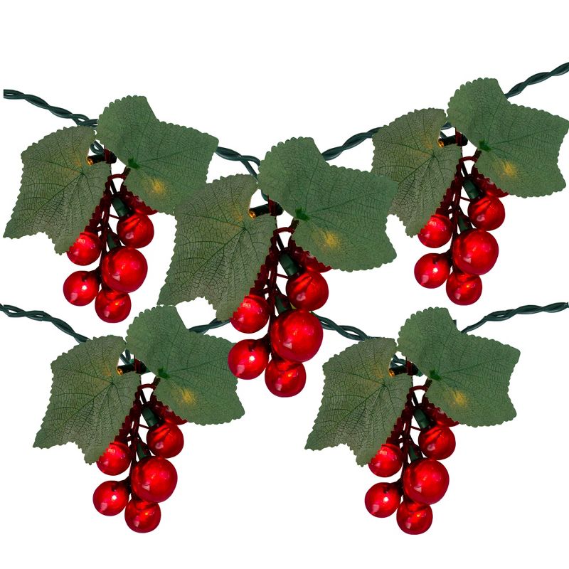 Northlight 5-Count Red Grape Cluster Outdoor Patio String Light Set - 6ft Green Wire, 1 of 4