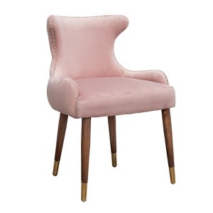 Dexmalle Contemporary Velvet Upholstered Nailhead Trim Accent Chair, Pink - 1 of 4