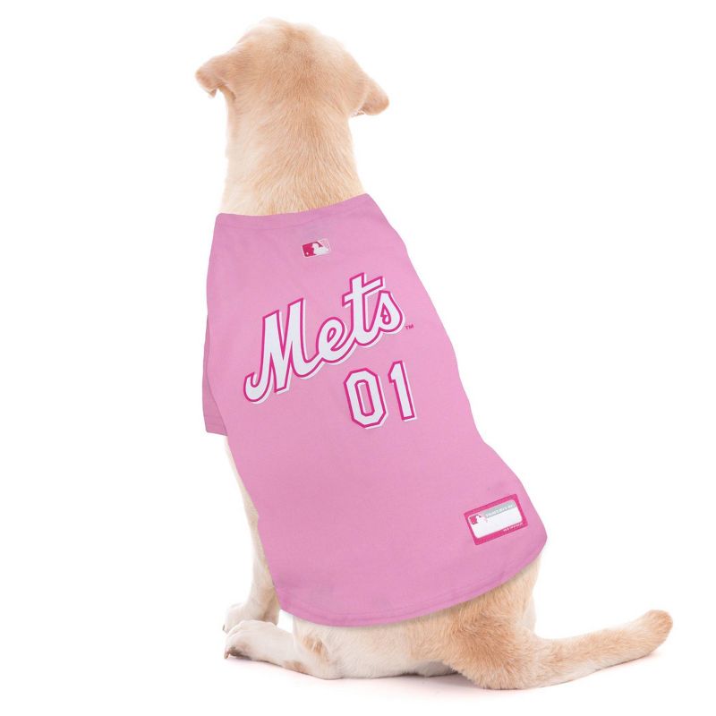 MLB New York Mets Pets First Pink Pet Baseball Jersey - Pink L, 3 of 4