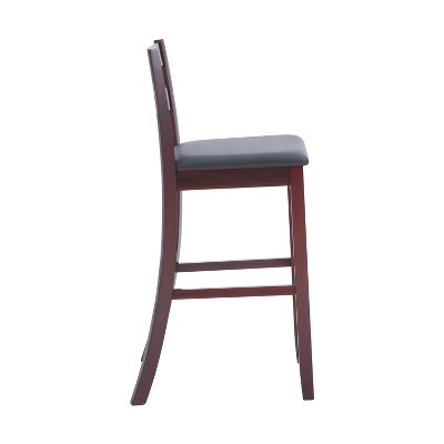 Torino 31" Ladder Back Merlot Wood & Brown Faux Leather Barstool